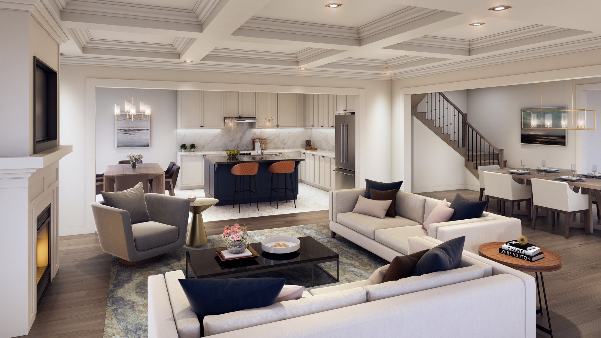 Windrose great room interior rendering